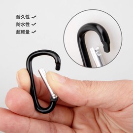 TEMLUM Carabiner D-Ring, Black, 5 Sizes, Ultra Lightweight, Keychain, Stylish, For Outdoor Camping, Fishing, Pet Leads, Black, Durable, Pack of 10