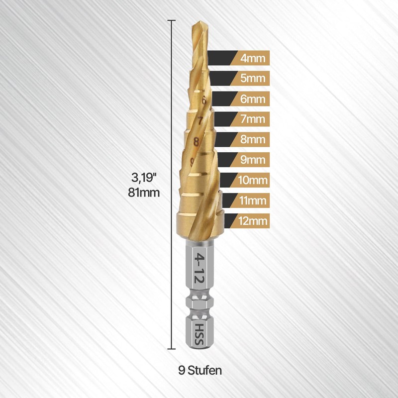 Vearter Step Drill 4241 4-12 mm HSS Cobalt Step Drill
