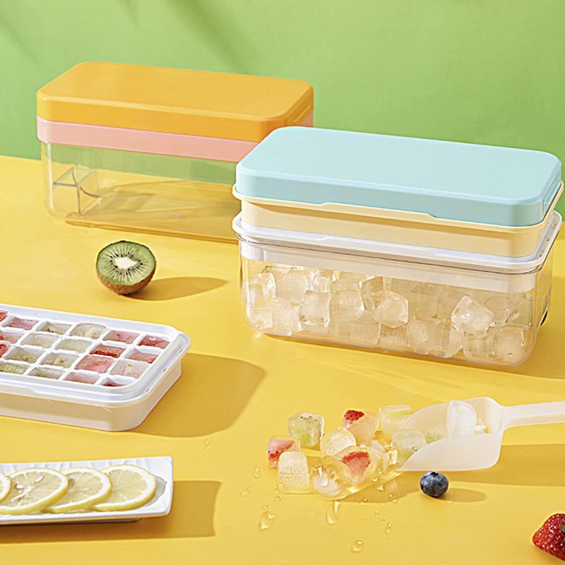 Press Type Ice Cube Maker, Ice Cube Trays with Lid