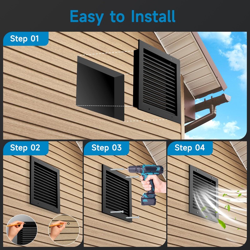 12" X 12" Gable Vents, Hon&Guan Aluminum Alloy Attic Vent