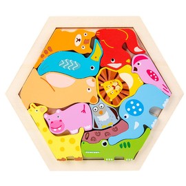 SUJ Holzpuzzle 1 Jahr,Spielzeug Ab 1 Jahr,Montessori Spielzeug Baby,Holzpuzzle Zuhause Holzspielzeug für Kleinkinder,Sortierspiel,Geschenk für 1 2 3 jährige Jungen und Mädchen(12 Tiere)