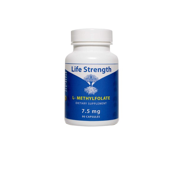 Life Strength L-Methylfolate 7.5 MG, Optimized & Highly Bioactive Methyl Folate, 5-MTHF Supplement for Mood and Immune Support, Natural Diet Supplement for Energy, Non-GMO & Gluten-Free, 90 Capsules