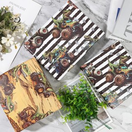 Dtiafu Dinosaur Wrapping Paper Monster Truck Gift Wrap Paper Bulk Folded Flat for Birthday Boys Kids - Dinosaur Designs Gift Wrapping - 20inch x 28inch Per Sheet(8 Sheets