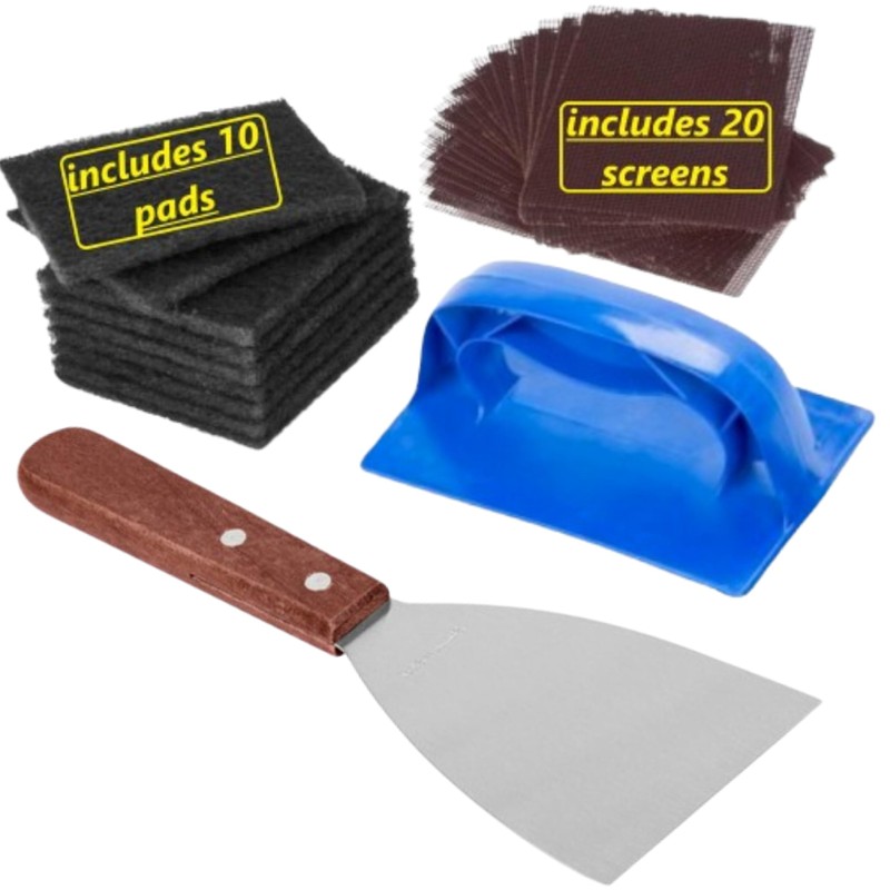 (Set of 32) Heavy Duty Grill Scraper and Pad Holder