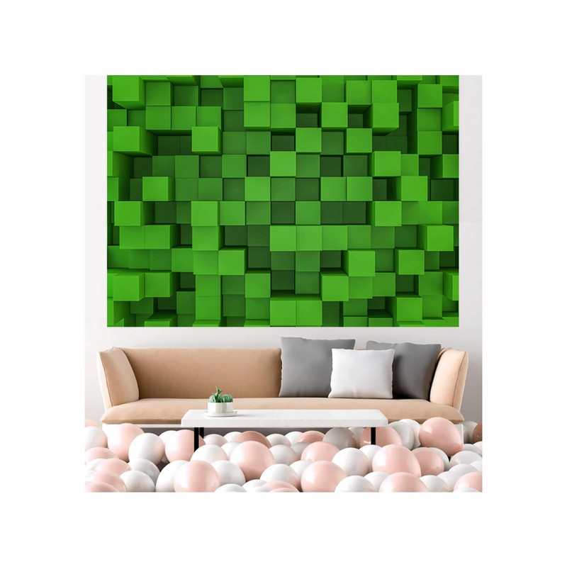 ZZBYSM 7X5FT Cube Pattern Photo Backdrop Green Square Party Photography