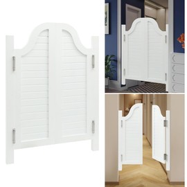 Interior Swinging Doors Saloon Door Wood Cafe Door with Metal Hinges for Bar Porch Stairs Bedroom Entrance Partition (White, 27.55x35.43in)
