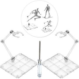 XISTEST - Soporte para figura de acción, 2 piezas, soporte para figura de acción de montaje, base para muñeca, modelo de muñeca, soporte compatible con HG RG SD SHF Gundam 1/144 Toy (transparente)