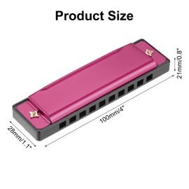 sourcing map Harmonica 10 Holes 10 Tones C Key Harmonica Mouth Musical Instruments Toy for Adults Beginner Educational (Pink)