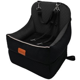 Car Dog Booster Seat,Interior Height 7 Inches Elevated for Small Dog up to 35 lbs,Pet Car Travel Safety Seat with 2 Safety Leashes,Storage Pockets,Fully Detachable and Easy to Install(Lookout-Black)