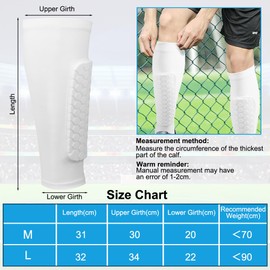 vsshe Shin Pads, Honeycomb Football Shin Guards for Boys, 1 Pair of Long Anti-Collision Calf Sleeves, with Excellent Impact Absorption, Breathable, Fit-Fitting Guards Sleeves, for Boys Girls Men
