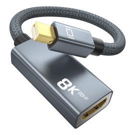 ULT-WIIQ 8K Mini DisplayPort to HDMI Adapter，Mini DP Thunderbolt Male to HDMI 2.1 Female Converter,2K@240Hz, 4K@120Hz,8K@60Hz,Surface Pro, Monitor, Graphics，VRR for iMac, HDR, FreeSync