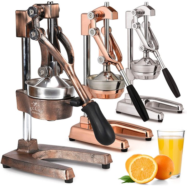 Zulay Professional Citrus Juicer - Manual Citrus Press and Orange Squeezer - Metal Lemon Squeezer - Premium Quality Heavy Duty Manual Orange Juicer and Lime Squeezer Press Stand, Copper Finish
