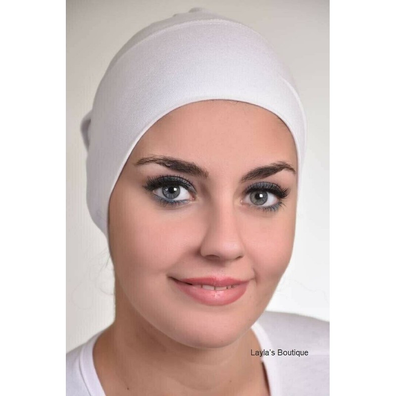 Under Scarf Tube Cap (Hijab Accessory) (White)