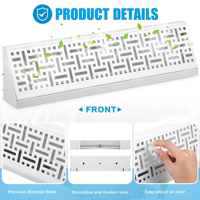 Landhoow 4 Pcs 18 Inch Baseboard Diffuser Register (Duct Opening