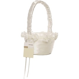 Simplicity 5073062010 Cesta pequeña para niñas de flores para bodas y otras celebraciones, 3.5 pulgadas de ancho x 5 pulgadas de largo x 7.5 pulgadas de alto, blanco marfil