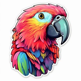 Colorful Macaw Parrot Ornithophile Aesthetic Sticker For Car, Bike, SUV, Truck, Helmet, Laptop, Water Bottle, Notebook, Decal window, Skateboard, Bumper Vinyl Waterproof sticker 5 inch (Design 4)