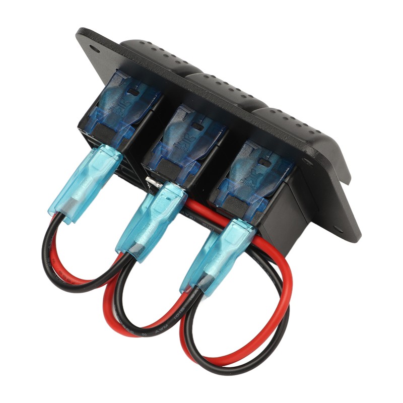 3 Gang Rocker Switch Panel IP65 Waterproof DC12‑24V Blue Light