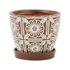Napco 13947 Rustic Flower White and Brown 5.5 x 5.5
