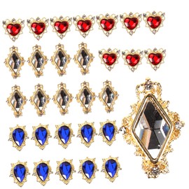 Healeved 30pcs Nail Rhinestones Charms for Nail Art Creative Decorations for Manicure Heart-Shaped Gems for Women and Girls for Themed Parties and Special Occasions