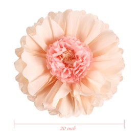 SUNBEAUTY 50cm Paper Flower Pink Craft Flowers Orange Tissue Paper Flower Birthday Party Decoration Hot Pink for Home Classroom Baby Shower Wedding Party