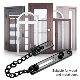 Door Chain Lock, Stainless Steel Anti-Theft Chain Lock Security Guard Inside Door Home Hotel(#1-Black)