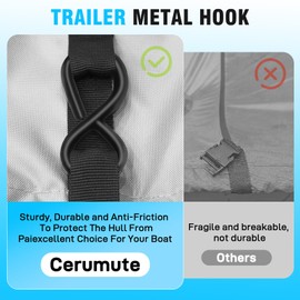 Cerumute Waterproof Center Console Boat Cover with Metal Buckle 20-22ft, Heavy Duty 1200D Marine Grade Polyester Canvas 20’ 21 ft 22 Foot Boat Center Console Covers, Gray