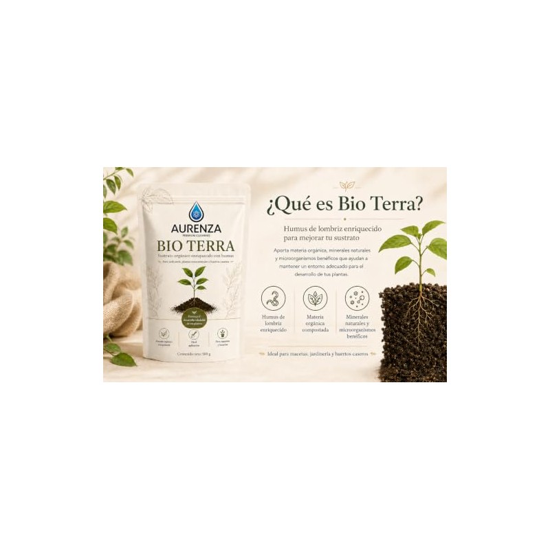 Aurenza Bio Terra Sustrato Enriquecido Humus 500 Favorece Desarrollo Saludable