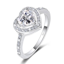 MYBELLNA Promise Ring for Your 925 Sterling Silver Created Ruby Blue Sapphire Emerald Diamond Heart Promise Wedding Engagement Ring for Wife Girlfriend Your Anniversary .1