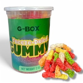 G-BOX Freeze-Dried Fruity Gummy Worms, TikTok Trend Items, Freeze Dried Candy, Delightful Crunchy Fruity Flavorful Burst, Air-tight Sealed in a Deli Container(Fruity Worms)