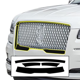 BOGAR TECH DESIGNS Front Chrome Delete Overlay Compatible with Lincoln Navigator (L) 2018-2024, Gloss Black