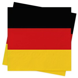 Servietten Deutschland Schwarz Rot Gelb EM Fussball 2025 Deko Deutschland Dekoration Partydeko für Fußball 2025 Servietten Einwegservietten Deutschland Flagge Party Tisch Deko für Fußball (40Stück)