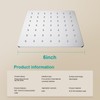 AULEEND Square Shower head, High Flow Stainless Steel Square Rainfall
