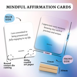 BIROYAL 55 Positive Affirmation Cards for Women | 72 x 88 mm Mindfulness Cards for Family, Friends, Colleagues | Mental Health Set with Wooden Stand & Metal Box | Positive gifts, Spiritual gifts