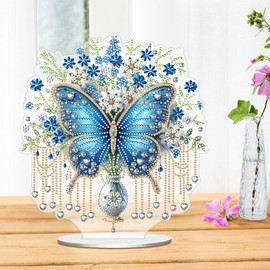 Healife 5D Diamond Painting Butterfly, DIY Diamond Painting Stand with Flowers and Crystals, Creative Craft Set for Adults and Children, Diamond Painting Animals