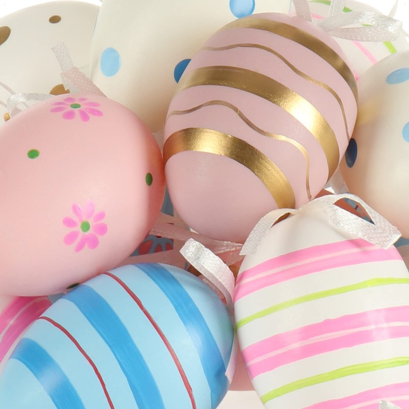com-four® 18 x Easter Eggs for Hanging, Colourful Easter Eggs