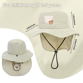 JUPSK Baby Sun Hat Toddler Bucket Hat with Neck Protection UPF50 Wide Brim Adjustable Summer Beach Cap for Kids Child Boys Girls 2-5 Years (Beige)