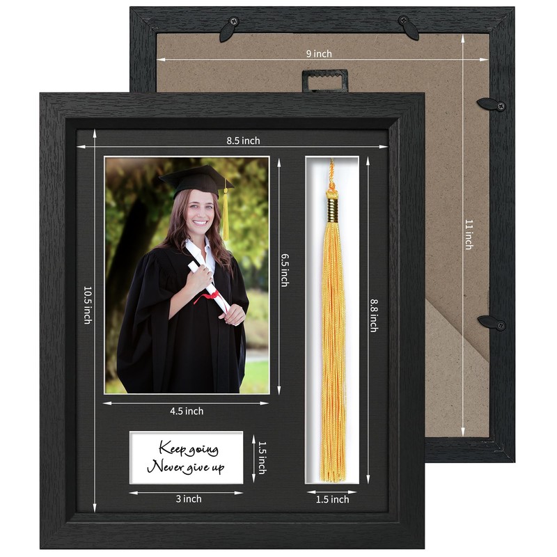 Decobility 9x11 Graduation Picture Frame with Tassel Holder for 5x7
