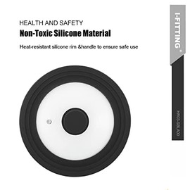 Universal Lid for Pot,Pan,Skillet Fits 6.5",7",8" Cookware Silicon lid Dishwasher Safe, Replacement Lid Vented Tempered Glass with Heat Resistant Silicone Rim By HR Huare Technology, Black,1 Pack