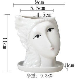 SPARIK ENJOY Girl Ceramic Flowerpot Cute Animal Basin Cactus Succulent Plant Basin Table top Balcony Decoration (Girl)