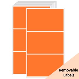 STARLIBOO Removable Colored Labels Stickers, 3X5 Inch Removable Large Label Stickers for Moving Boxes and Storage Bins- Waterproof- Tear Resistant (Orange)