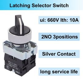 TWTADE / 2Pcs 22mm Selector Switch 2 NO 3 - Positions Maintained Latching Rotary Selector Switch 440V 10A XB2-20X/31-HB2-BD33