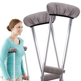 4 Pcs Crutches Padding, Grey Crutch Pads for Armpits and Hand Grips, Comfortable Crutches Accessories , Universal Crutch Pads for Armpits, Washable Pads for Crutches Underarm (2 Armpit+2 Hand Cushion)