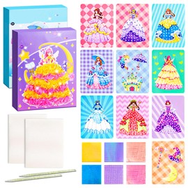 Hhaoysogd Poke Art Basteln Kinder, 10 Stück DIY Prinzessin Bastelset Kinder, Bastelsets FüR Mädchen Alter 3-10, DIY Kunstset für Geburtstagsgeschenke Mädchen und Jungen im Alter von 4 5 6 7 8 9 Jahre