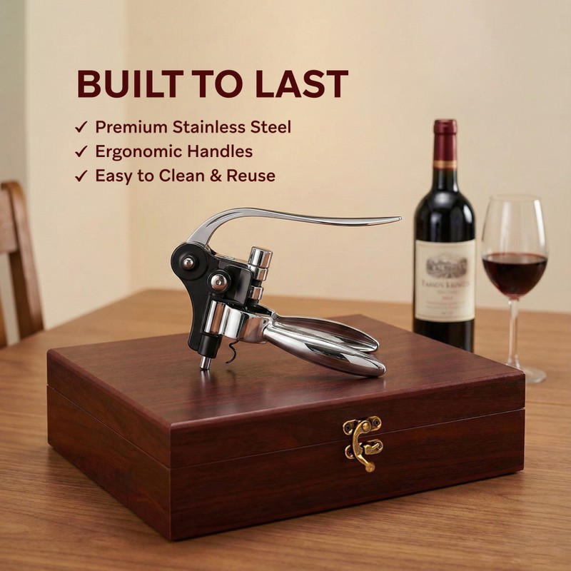 Wine Bottle Opener Gift Set with Wooden Box, Premium Stainless