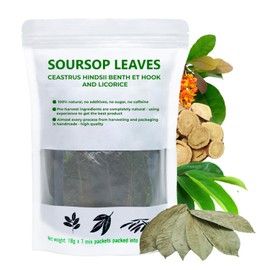 Soursop Leaf Tea with Licorice Root & Celastrus Hindsii, Re-Steep Whole Leaf, 5.22oz, Refreshing & Sweet, Re-Steep Natural Herbal Tea Blend, No Sugar Added