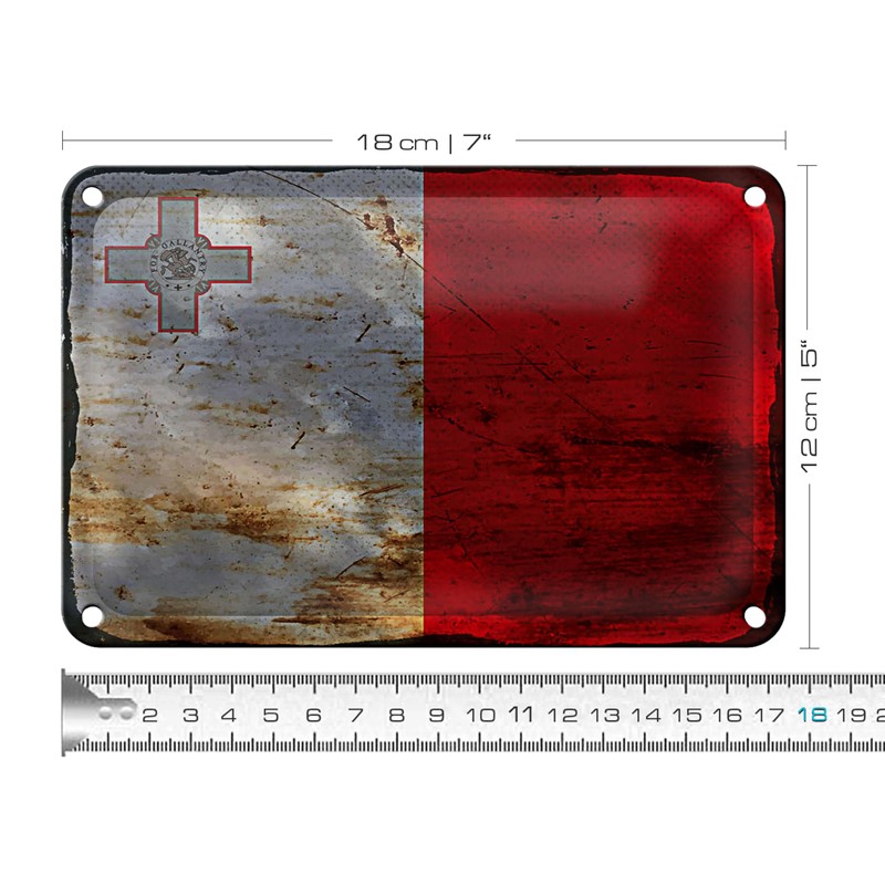 Vintage Malta Flagge | Blechschild | Nostalgie Deko | 18