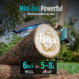 6 Inch Cordless Mini Chainsaw, Lightweight Electric Handheld Saw for Tree Trimming & Wood Cutting, Battery Powered with 2.0Ah Battery, Safety Lock for Home and Garden Use