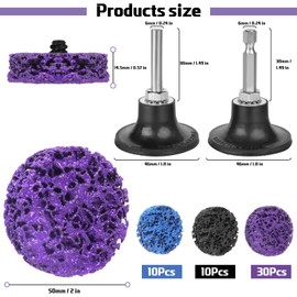 PMIQSA 50 Pieces 50 mm CSD Disc Sanding Disc, Cleaning Disc Set for Angle Grinder, Coarse Cleaning Disc for Rust Remover, Metal, Wood, Stone, Concrete, 30 x Purple + 10 x Blue + 10 x Black