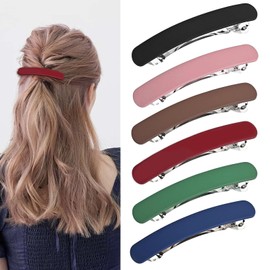 6 Pcs Barrette Hair Clips Women, Matte Colored Hair Clips French Flat Barrettes Hair Clips Metal Snap Hair Clasps No Hair Damage, Vintage Hair Clips Elegant Hair Styling Clips for Girls Women 6 Colors