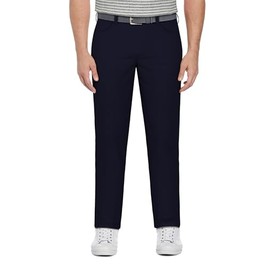 PGA TOUR Men's 5-Pocket Performance Pull-on Golf Pants, 30"/32" Inseams, 4-Way Stretch, Moisture-Wicking, Sun Protection, Peacoat